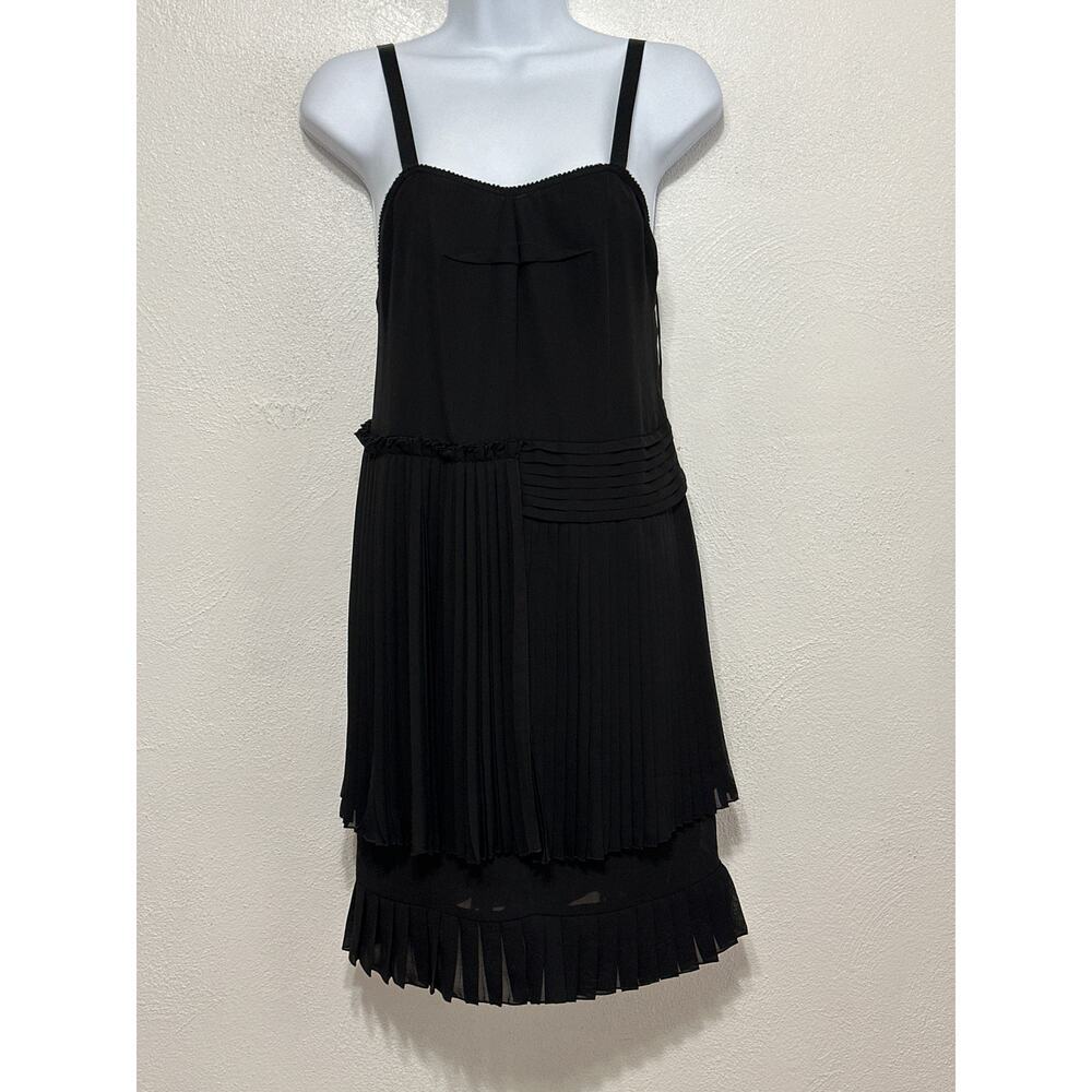 SEE by Chloe Italy Dress NWT 2 Black Sheer Pleated Overlay Whimsigoth Dark Fairy